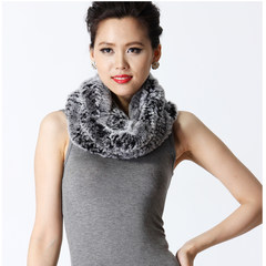 Rex fur collar autumn winter warm long knitted scarf can circle around the two soft soft Ms. Rose Pink