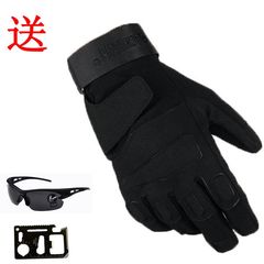 Special soldier's total gloves, men's army fans, cycling training, anti skid driving, autumn and winter Black Hawk long fingers tactical glove import black long Y (gift spectacle tool card)