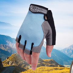 Cycling, semi finger gloves, men and women in spring, summer, thin paragraph, sunscreen, anti-skid, breathable motorcycle, mountain bike, bike Upgrade - sky blue