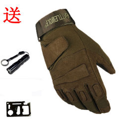 Special soldiers, all fingers gloves, men's army fans, cycling training, anti skid driving, autumn winter, Black Hawk long fingers tactical gloves, import army green long Y (gift flashlight tool cards)