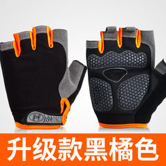 Outdoor half finger gloves, fitness gloves, sun protection, anti slip, fishing, climbing, riding gloves, sports tactics gloves upgrade, black orange.