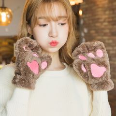 Gloves, men and women, winter, lovely, Korean, cat, claws, gloves, flannel, thickening, half fingers, all fingers, fingers, fingers, fingers, fingers, fingers, fingers and fingers.