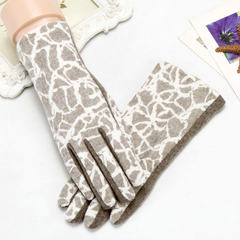 Lady gloves, touchscreen ladies, autumn and winter, Korean version, lovely student cotton, winter, spring and autumn cycling, warm, velvet, thickened Brown [zebra].