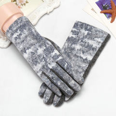 Lady gloves, touchscreen ladies, autumn and winter, Korean version, lovely student cotton, winter, spring and autumn cycling, warmth, flannel, thickening, gray [gradual change].