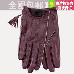 Gucci lady thin leather gloves, women's short autumn and winter gloves touch screen locomotive tassel sheepskin gloves [ordinary] black