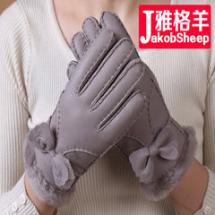 High-grade leather gloves, women's winter thickening, students, middle-aged and elderly wool, cycling, cold, skiing, thermal gloves 6203 Khaki grey