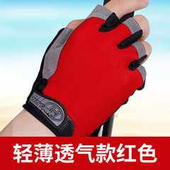 Sports gloves, men's fitness gloves, half fingers, thin women, summer outdoor mountaineering, riding, equipment training, skid proof, breathable and red (genuine guarantee).