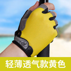 Sports gloves, men's fitness gloves, half fingers, thin women, summer outdoor mountaineering, riding, equipment training, skid proof, breathable yellow.