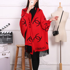 Shawls, cashmere, double sided sleeves, solid color scarves, tassels, winter and winter, wool, blend, cloak, cloak C
