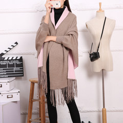 Shawls, cashmere, double sided sleeves, solid color scarves, tassels, winter and winter, wool, blend, cloak, cloak Camel plane