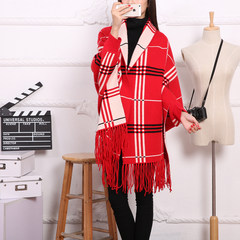 Shawls, cashmere, double sided sleeves, solid color scarves, tassels, winter and winter, wool, blend, cloak, cloak Red squares