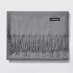 Korean winter and winter color scarves, tassels, high-end wool, cotton blended cashmere scarf, long, increase lovers' shawl Linen grey