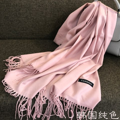 Korean winter and winter color scarves, tassels, high-end wool, cotton blended cashmere scarf, long, increase lovers' shawl Baby powder