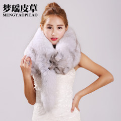 The fox fox fur collar wool scarf scarf shawl collar warm winter female fox fur all-match The color of silver fox