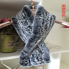 Special offer Korean all-match rabbit hair scarf fur scarf long knitted adult male and female children in autumn and winter Black grass bicolor
