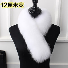 Full fur fox hair scarf collar neck fox fur collar leather fur scarf long clip, South Korea autumn winter women's bag white 12 centimeters wide