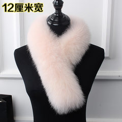 Full fur fox hair scarf collar, fox fur collar, fur scarf, long clip, Korean, autumn and winter women's bag, lotus root powder 12 cm wide.