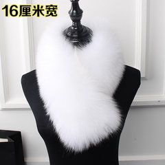 Full fur fox hair scarf collar neck fox fur collar leather fur scarf long clip, South Korea autumn winter women's bag white 16 centimeters wide