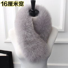 Fur, fur scarf, fox fur collar, fur scarf, long clip, Korean, autumn and winter women's bag grey 16 cm wide.