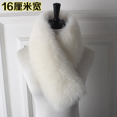 Fur, fur scarf, fox fur collar, fur scarf, long clip, South Korea, autumn and winter, women's bags, mail, rice, white, 16 centimeters wide.