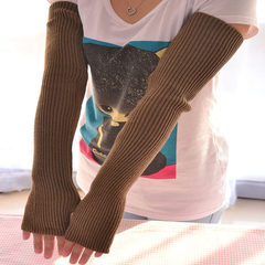 Arm sleeves, long sleeves, sleeves, half fingers, fashionable sleeves, wool, warm gloves, women, autumn and winter Han edition, 8 gray.