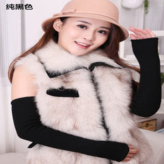 Arm knitted wool yarn double thickness thickening warm new style long arm sleeve female Winter Gloves false sleeve Cashmere Black + Black 50cm double layer