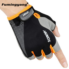 Riding Gloves men refer to spring, summer, touchscreen sports, mountaineering, anti slip, wearable mountain bike, outdoor gloves, black orange and half fingers.