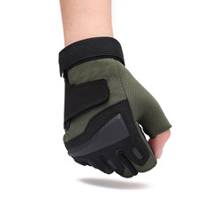 Half finger gloves, male driving, outdoor sports, fitness, special forces, tactics, anti-skid, spring and summer students, half gloves 10 army green