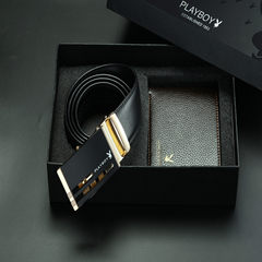 Playboy belt, wallet, gift set, young man, cowhide wallet, leather belt, birthday gift, boyfriend Jinshuanggang