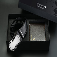 Playboy belt, wallet, gift set, young man, cowhide wallet, leather belt, birthday gift, boyfriend Silver sports car