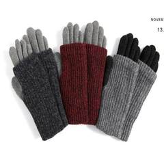 South Korea import and export, new warmth, points refers to wool, gloves, knitted gloves, men and women Gray + Black fingers
