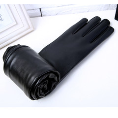 Long touch screen, long barrel, long arm, elbow lengthening, driving, velvet, leather gloves, autumn, winter, ladies and gentlemen 40cm but the elbow [coral fleece]