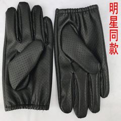Super slim mesh, stiletto, Pu glove, driver, sunscreen, ventilation, touch screen, short sheepskin, driving and cycling in spring and summer Gray lining