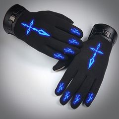 Noctilucent Fate/Zero touch screen gloves, male anime order, mantra, ritual, chill, thickening, riding gloves, gloves, -Z-, chop black.