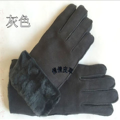 Anti season package winter men and women's Leather Motorcycle tram skiing, warm skin, leather gloves, female gloves grey