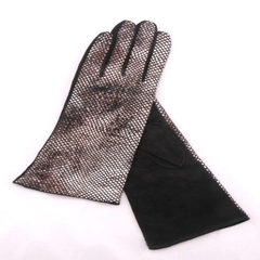 Pigskin Suede Gloves Ladies special offer lizard snakeskin pattern fashion leather Clubman single export to Europe Palm black medium yards