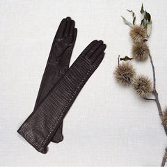 Gloves, leather ladies, winter and winter gloves, warm women, winter warm fingers, gloves, women's gloves, winter Dark brown suede