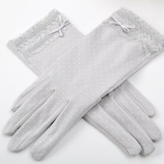 Summer lady short drive buta genuine thin cotton gloves sunscreen and anti UV lovely flowers 9037 grey