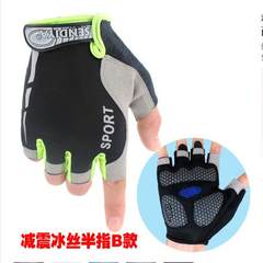 Half life, anti skid, spring, summer, thin, ventilated, cycling, cycling, fitness, gloves, room and room training, black and green.