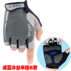 Motion and half fingers damping, skid proof, spring and summer, thin section ventilation bicycle cycling fitness gloves, men's room equipment training sports ash