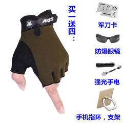 Summer male and female children's fitness tactical anti-skid gloves &lt Russian military &gt special force Half Finger Gloves Army green (buy one get four)