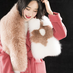 Fur shawl female winter new Europe luxury high-end all-match real hair color scarf new warm fox fur scarf Pink Leather