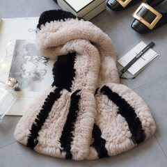 2016 new female Rex Rabbit scarf Plush wool scarf scarf collar rabbit fur really in autumn and winter Black tea with black color