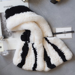 2016 new female Rex Rabbit scarf Plush wool scarf scarf collar rabbit fur really in autumn and winter Black-and-white interval