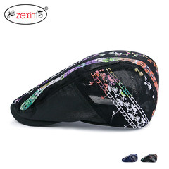 The summer of men and women lvkong breathable gauze Beret folk style flower embroidery hat outdoor sun peaked cap Adjustable