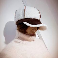 Autumn and winter warm lamb all-match Korean hat hat warm tide ladies leisure star Bailey peaked cap M (56-58cm)