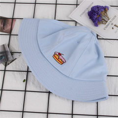Fisherman's cap, female ulzzang, soft sister, student striped cute hat, INS embroidery, cartoon basin hat, lovers, sun hat, tide Adjustable