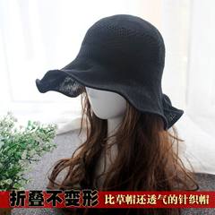 Summer ladies sun hat, anti ultraviolet fisherman hat, spring and autumn, large sun hat, folding knitted hat M (56-58cm)