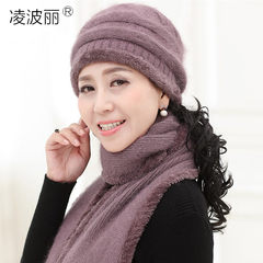 Warm old hat, winter woman, middle-aged woman, rabbit wool cap, old man knitted hat, winter mother hat M (56-58cm)