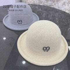 Korean style roll top hat, female M dome fisherman hat, sweet knit basin hat, spring and summer travel sun hat, new style M (56-58cm)